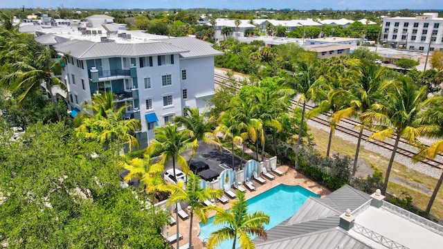 250 NE 3rd Ave Unit 1308, Delray Beach, FL 33444 - drone / aerial view of a pool area