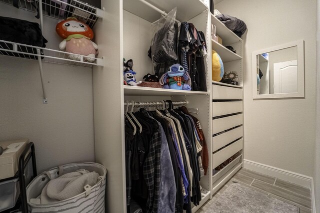 spacious closet featuring wood finish floors