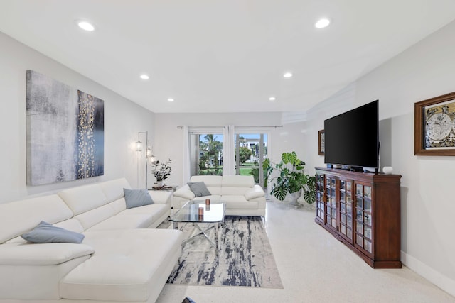701 NE Harbour Ter Unit 103, Boca Raton, FL 33431 - living room with recessed lighting and baseboards
