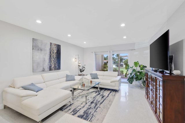 701 NE Harbour Ter Unit 103, Boca Raton, FL 33431 - living room featuring recessed lighting and speckled floor