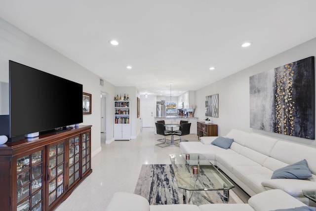 701 NE Harbour Ter Unit 103, Boca Raton, FL 33431 - living room featuring recessed lighting and baseboards
