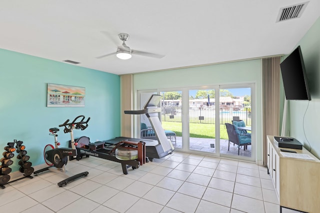 701 NE Harbour Ter Unit 103, Boca Raton, FL 33431 - exercise room with ceiling fan