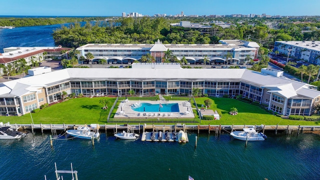 701 NE Harbour Ter Unit 103, Boca Raton, FL 33431 - aerial view of a large body of water, apartment complex / building, and a pool area