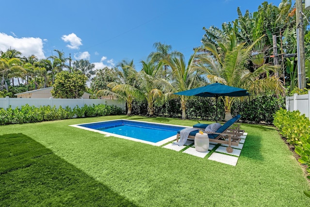 126 Auburn Dr, Lake Worth Beach, FL 33460 - view of pool featuring a yard, a fenced in pool, and a fenced backyard