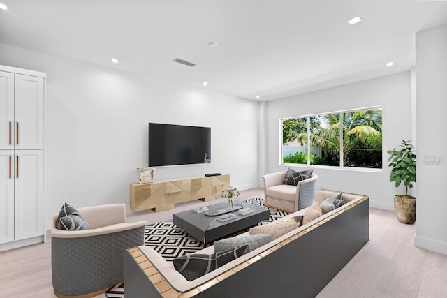 126 Auburn Dr, Lake Worth Beach, FL 33460 - living room with baseboards, visible vents, light wood-style flooring, and recessed lighting