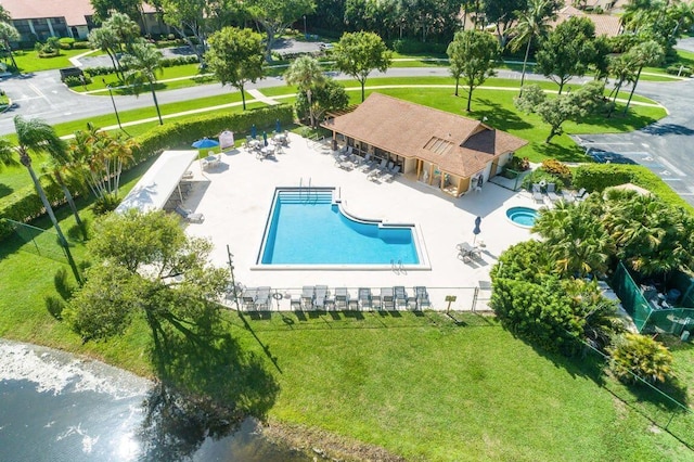 10137 Mangrove Dr Unit 203, Boynton Beach, FL 33437 - view from above of property featuring a pool