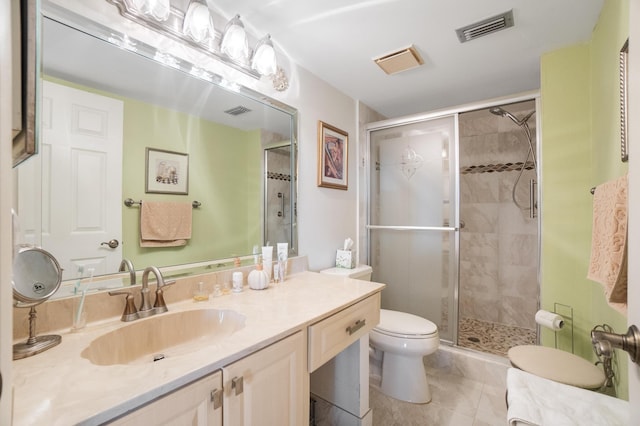 14360 Strathmore Ln Unit 404, Delray Beach, FL 33446 - bathroom featuring vanity, toilet, visible vents, and a stall shower