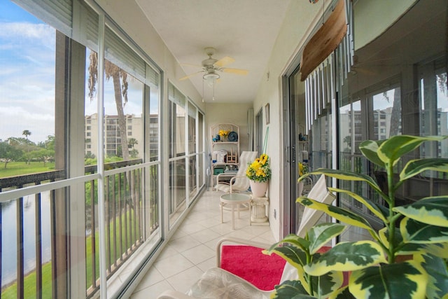 14360 Strathmore Ln Unit 404, Delray Beach, FL 33446 - sunroom featuring a ceiling fan