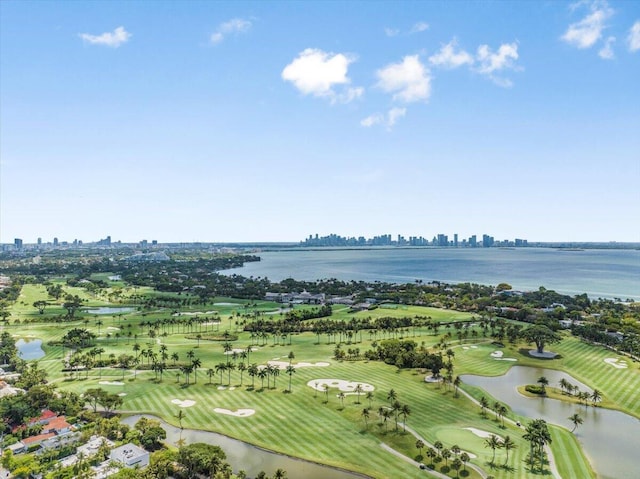 6100 La Gorce Dr, Miami Beach, FL 33140 - drone / aerial view of a nearby body of water, skyline, and a golf club