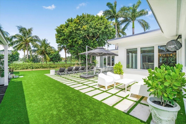 view of yard with a patio area and fence