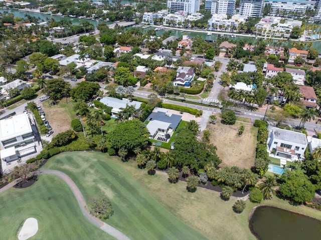 6100 La Gorce Dr, Miami Beach, FL 33140 - aerial overview of property's location featuring a golf club, a large body of water, and nearby suburban area