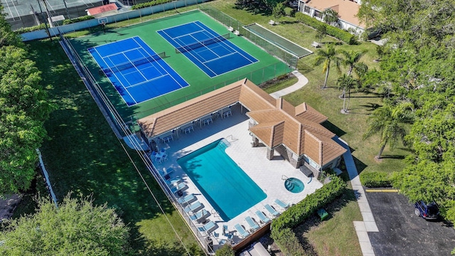 730 Greensward Ct Unit 203J, Delray Beach, FL 33445 - aerial view of property and surrounding area featuring a pool