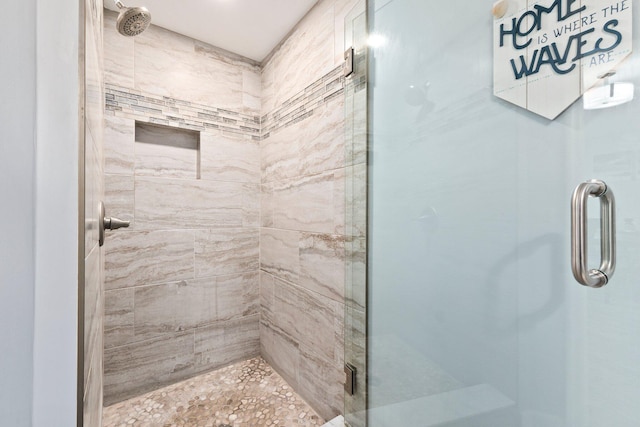 bathroom with a stall shower