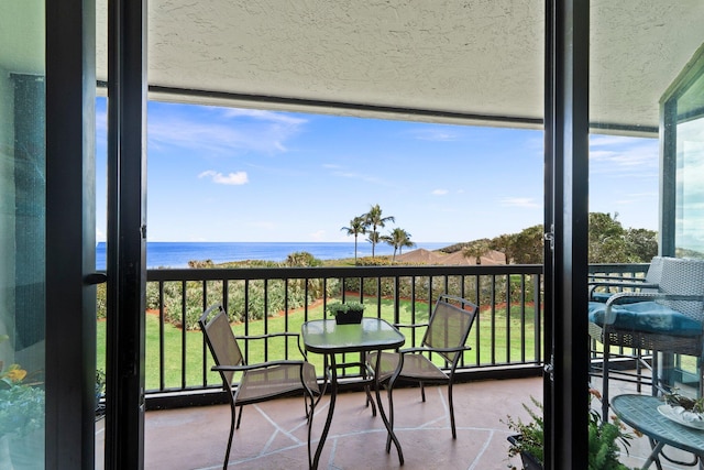 balcony with a water view