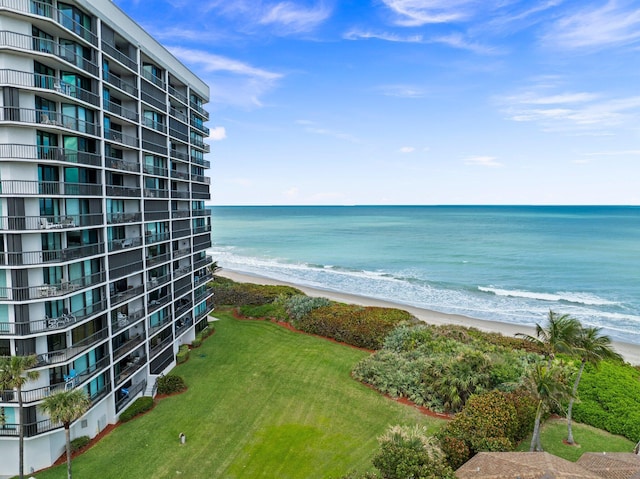 view of water feature featuring a beach view