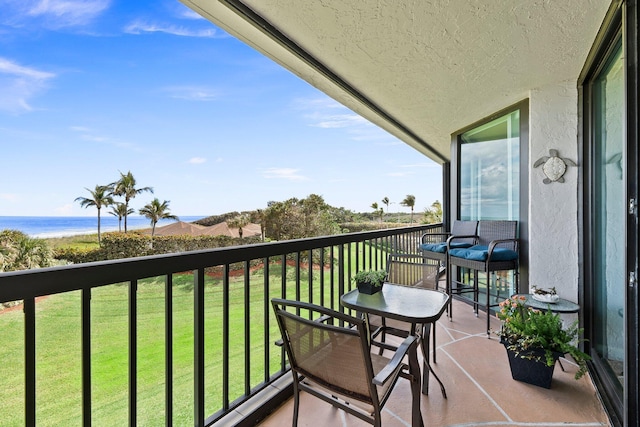 balcony with a water view