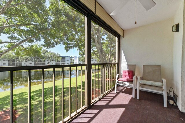 15244 Lakes Of Delray Blvd Unit 203, Delray Beach, FL 33484 - balcony with ceiling fan