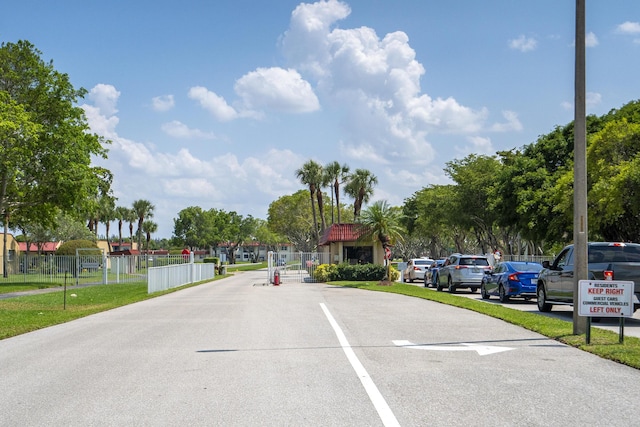 view of road with a gate