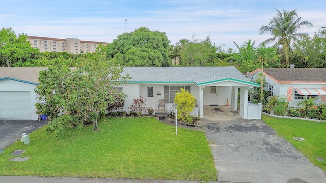 4189 NW 52nd Ave, Lauderdale Lakes, FL 33319 - single story home featuring asphalt driveway, a front yard, a carport, and stucco siding