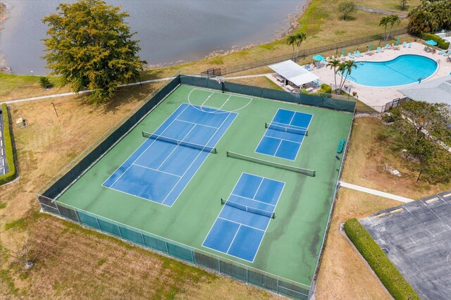 bird's eye view of a pool