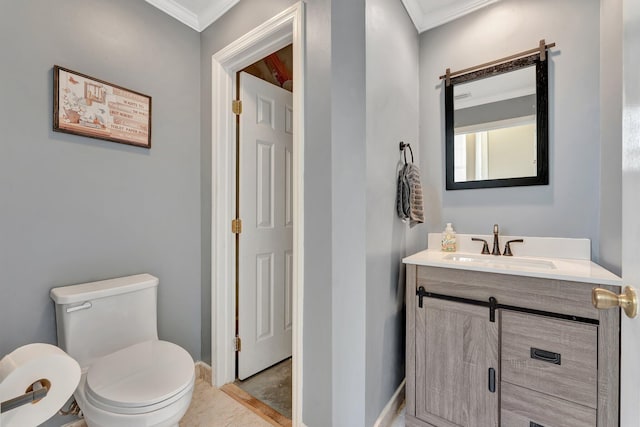 5742 NW 119th Ter, Coral Springs, FL 33076 - half bath with vanity, ornamental molding, baseboards, and toilet