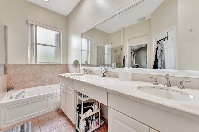5742 NW 119th Ter, Coral Springs, FL 33076 - full bath with a shower stall, a bath, double vanity, and a sink