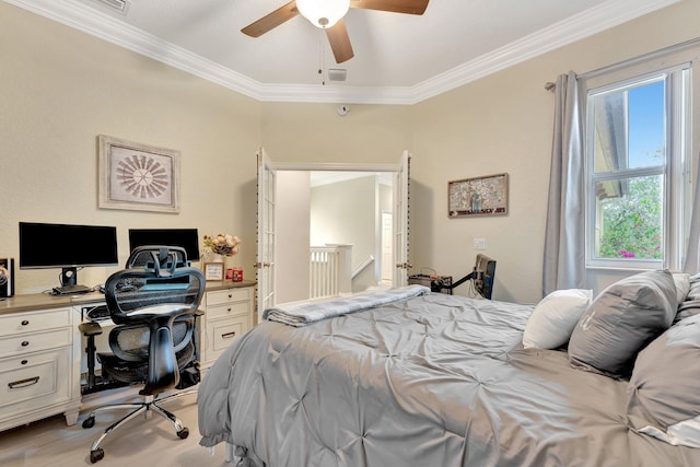 5742 NW 119th Ter, Coral Springs, FL 33076 - bedroom with ceiling fan, ornamental molding, and visible vents