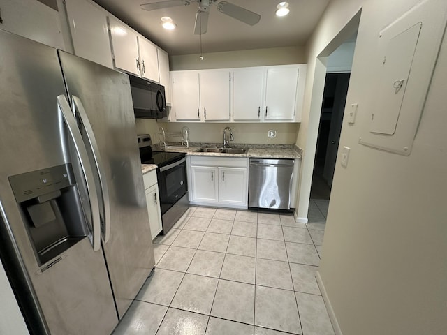 933 Savannas Point Dr Unit C, Fort Pierce, FL 34982 - kitchen featuring stainless steel appliances, a sink, a ceiling fan, white cabinetry, and recessed lighting