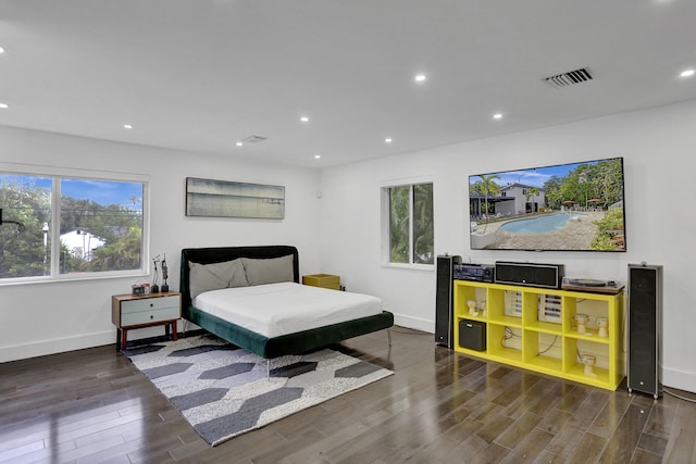 430 NE 121st St, Biscayne Park, FL 33161 - bedroom featuring baseboards, visible vents, recessed lighting, and wood finished floors