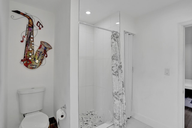 430 NE 121st St, Biscayne Park, FL 33161 - bathroom with toilet, a shower stall, and recessed lighting