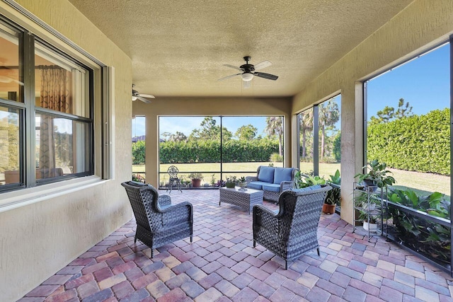 964 SW Canoe Creek Ter, Palm City, FL 34990 - sunroom with ceiling fan, outdoor lounge area, and a healthy amount of sunlight