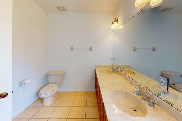 full bath with toilet, tile patterned flooring, and a sink