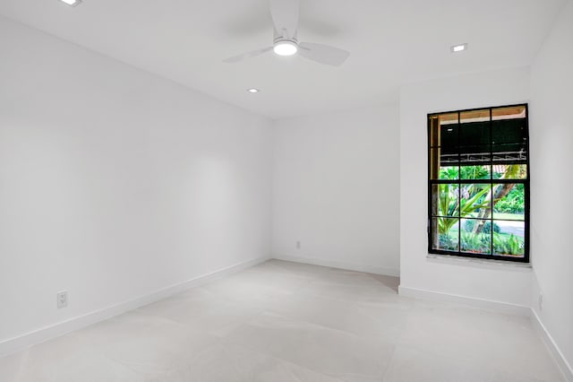 6560 Las Flores Dr, Boca Raton, FL 33433 - empty room with ceiling fan, baseboards, recessed lighting, and light tile patterned flooring