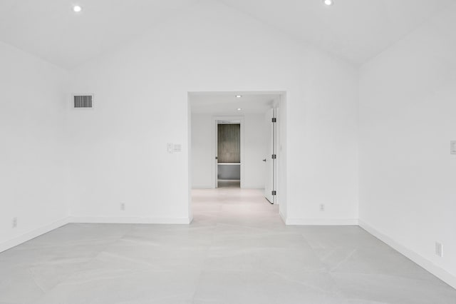 6560 Las Flores Dr, Boca Raton, FL 33433 - empty room featuring recessed lighting, baseboards, and high vaulted ceiling