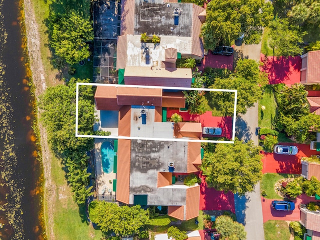 6560 Las Flores Dr, Boca Raton, FL 33433 - aerial view of property and surrounding area with property parcel outlined and a pool area