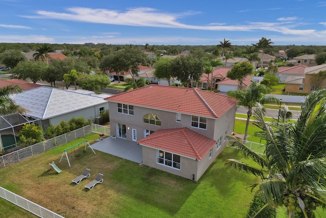 bird's eye view with a residential view