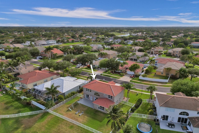 bird's eye view with a residential view