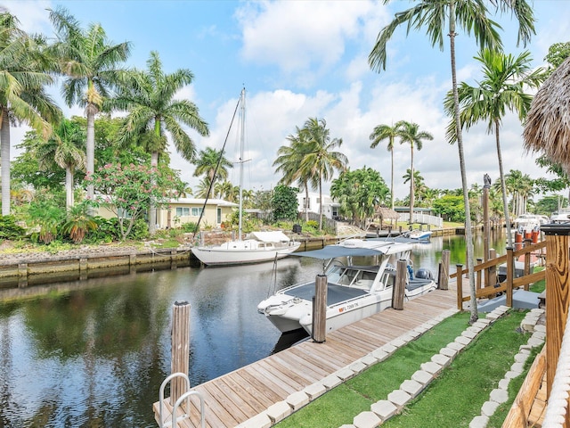 view of dock featuring a water view