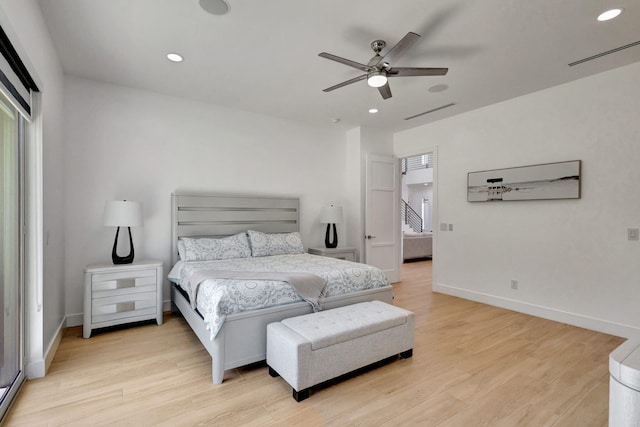 12952 Drayton Rd, North Palm Beach, FL 33408 - bedroom with light wood-type flooring, baseboards, and recessed lighting