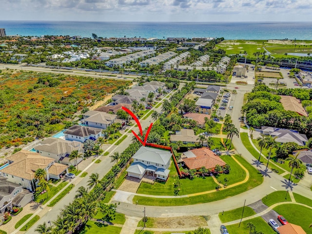 12952 Drayton Rd, North Palm Beach, FL 33408 - birds eye view of property with a water view and a residential view