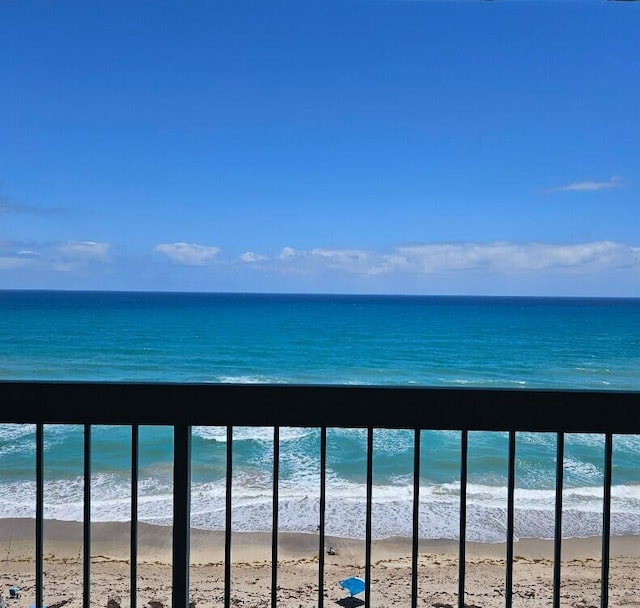 view of water feature featuring a beach view