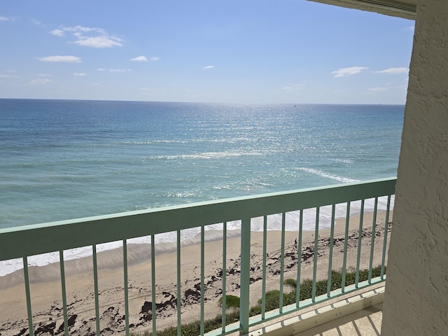 view of water feature featuring a beach view