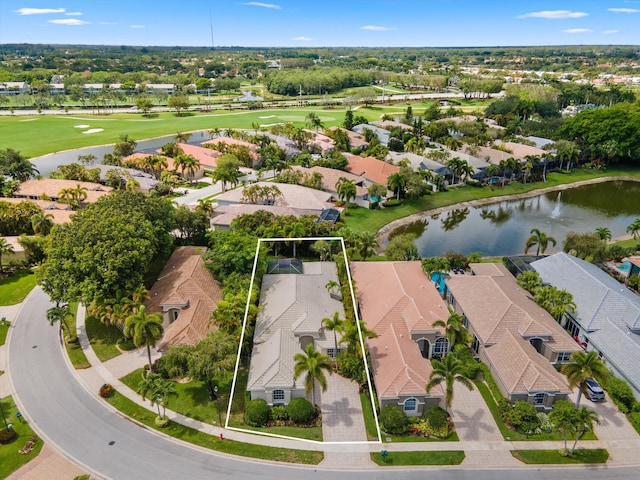 4065 Manchester Lake Dr, Lake Worth, FL 33449 - aerial perspective of suburban area with a golf course, a large body of water, and property boundaries highlighted