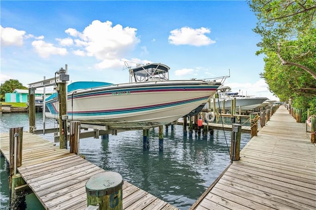 3215 S Lakeview Cir Unit 12104, Hutchinson Island, FL 34949 - dock area with boat lift and a water view