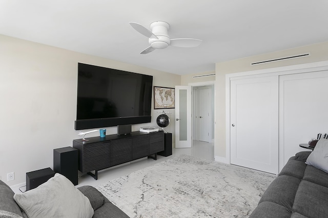 2800 S Ocean Blvd Unit 14A, Boca Raton, FL 33432 - living room with baseboards and ceiling fan