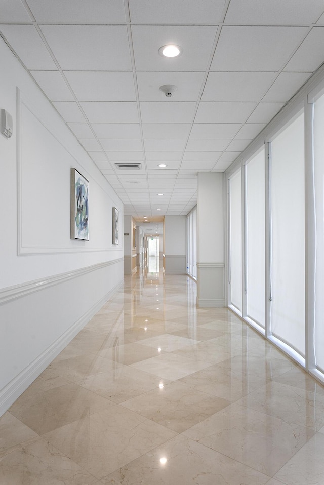 2800 S Ocean Blvd Unit 14A, Boca Raton, FL 33432 - interior space with recessed lighting, marble finish floor, and a paneled ceiling