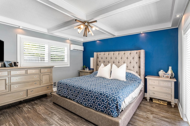 1707 NW 38th St, Oakland Park, FL 33309 - bedroom featuring dark wood finished floors, baseboards, and a wall mounted AC