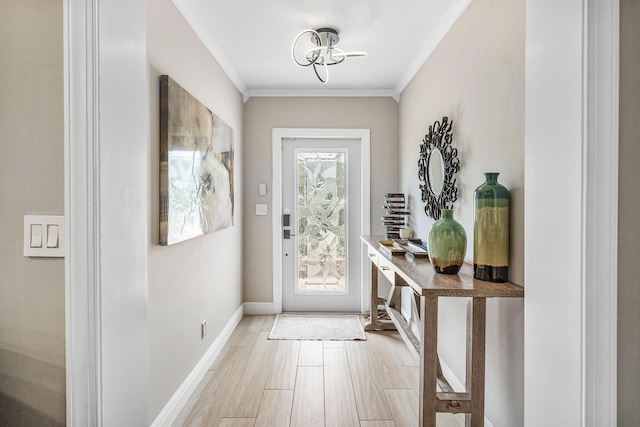 1707 NW 38th St, Oakland Park, FL 33309 - entryway featuring ornamental molding, baseboards, and light wood-type flooring