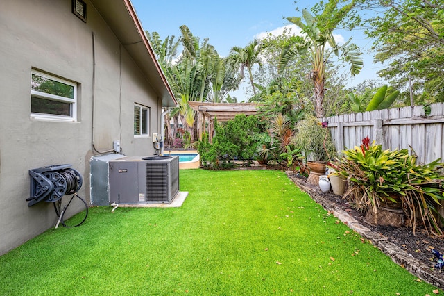 1707 NW 38th St, Oakland Park, FL 33309 - view of yard featuring cooling unit, a fenced in pool, and a fenced backyard