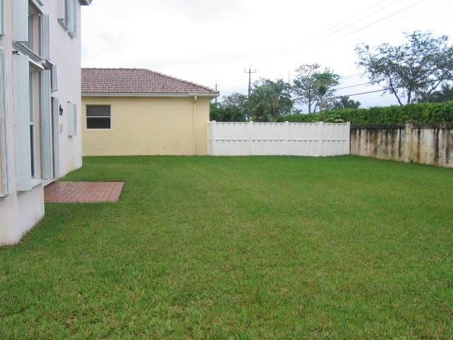 view of yard featuring a fenced backyard